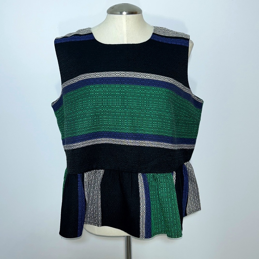 Anthropologie Corey Lynn Calter Sleeveless Top Stripe Peplum Trim Xl